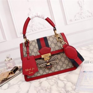 Gucci Queen Margaret GG Small Top Handle Bag GG Supreme Canvas Red