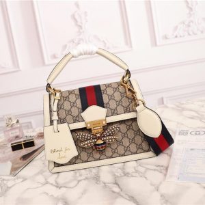 Gucci Queen Margaret GG Small Top Handle Bag GG Supreme Canvas White