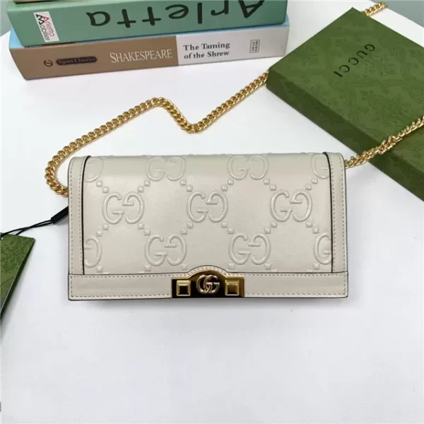 Gucci GG Wallet With Chain White