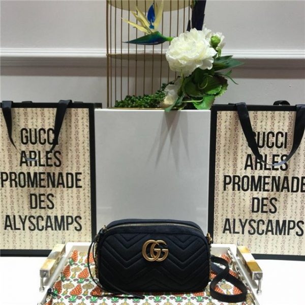Gucci GG Marmont Matelasse Medium Shoulder Replica Bag Black