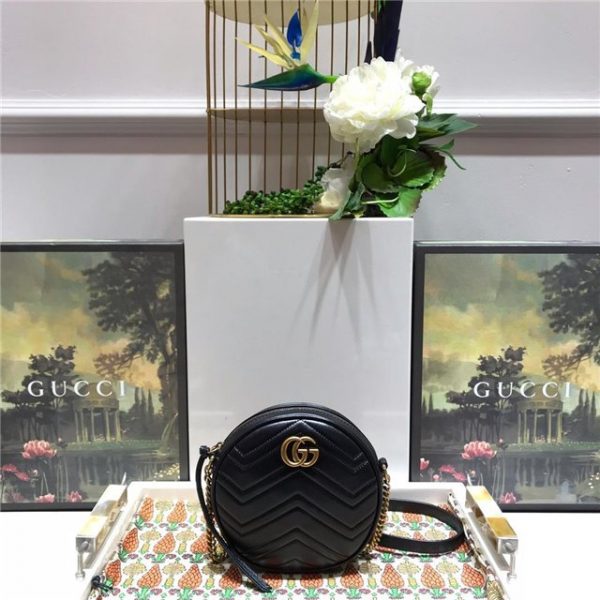 GG Marmont Mini Round Shoulder Replica Bag Black