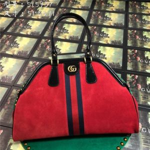 Gucci Re(Belle) Large Suede Top Handle Bag Red