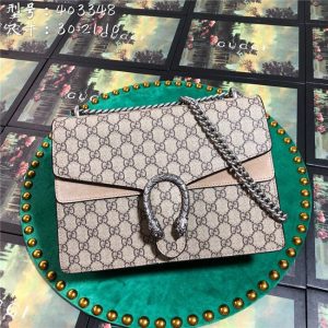 Gucci Dionysus Medium GG Replica Shoulder Bag Suede Brown canvas Taupe