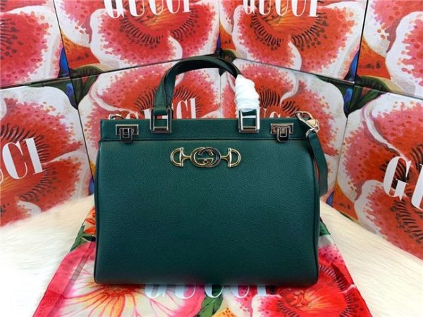 Gucci Zumi grainy leather medium top handle bag Green
