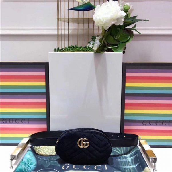Gucci GG Marmont Matelasse Velvet Replica Belt Bag Black