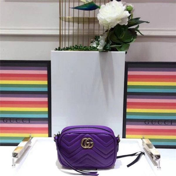 Gucci GG Marmont Matelasse Mini Bag Purple Leather