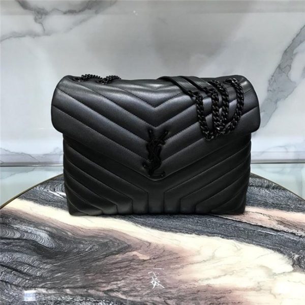YSL Medium LOULOU Chain Bag “Y” Matelasse Leather Black/Black
