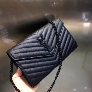 YSL Monogram Chain Wallet Black/Black