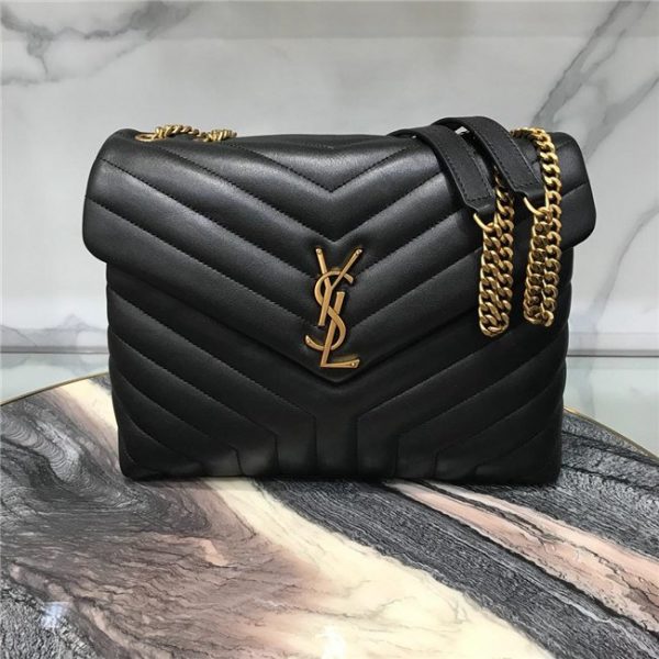 YSL Medium LOULOU Chain Bag “Y” Matelasse Leather Black/Gold