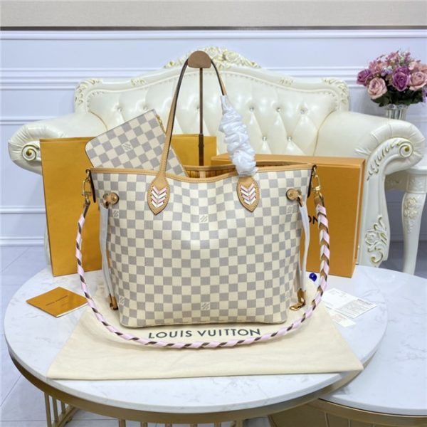 Louis Vuitton Neverfull MM Fake Damier Azur Rose