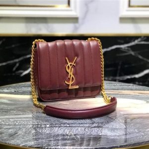 YSL Vicky Small Matelasse Lambskin Leather Wine