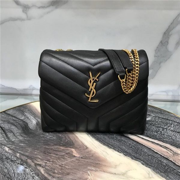 YSL Small LOULOU Chain Bag “Y” Matelasse Leather Black/Gold