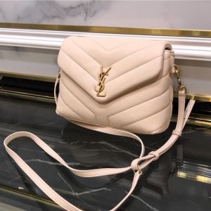 YSL LOULOU Toy Bag “Y” Matelasse Leather Replica Beige/Gold