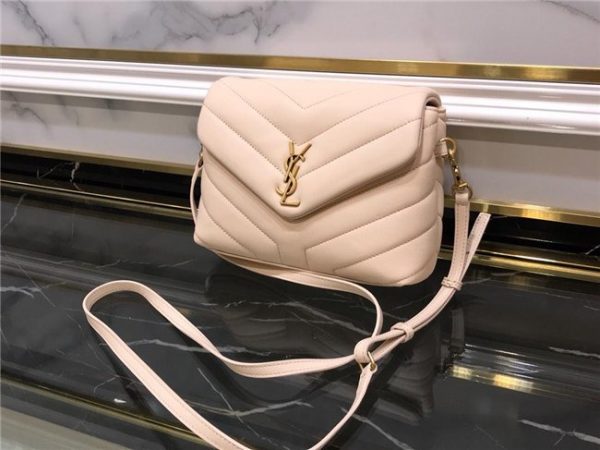 YSL LOULOU Toy Bag “Y” Matelasse Leather Replica Beige/Gold