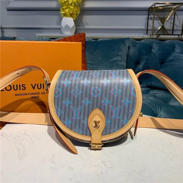 Louis Vuitton Tambourin Small Round Lightweight Cross Shoulder Bag Blue