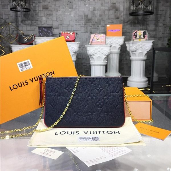 Louis Vuitton Pochette Double Zip Monogram Empreinte Leather Marine Rouge