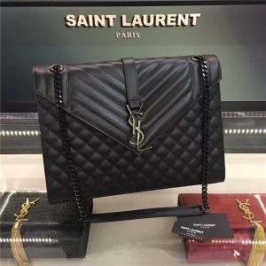 Yves Saint Laurent Large Envelope Chain Bag Black/Black