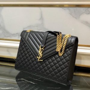 Yves Saint Laurent Large Envelope Chain Bag Black/Gold