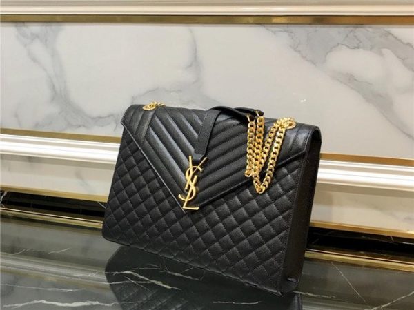 Yves Saint Laurent Large Envelope Chain Bag Black/Gold