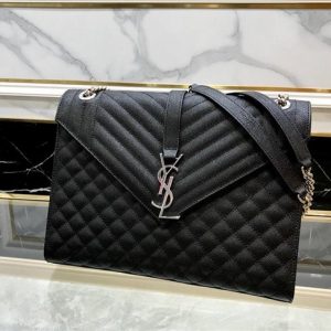 Yves Saint Laurent Large Envelope Chain Bag Black/Silver