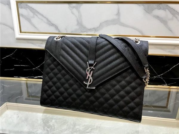 Yves Saint Laurent Large Envelope Chain Bag Black/Silver