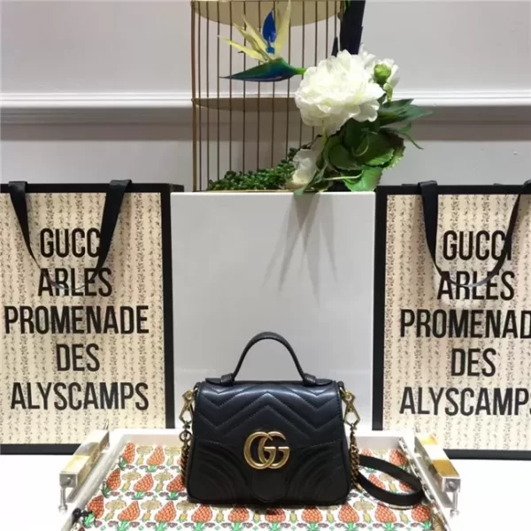 Gucci GG Marmont mini top Replica handle bag Black