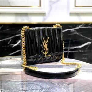 YSL Vicky Small Black Matelasse Patent Leather Black