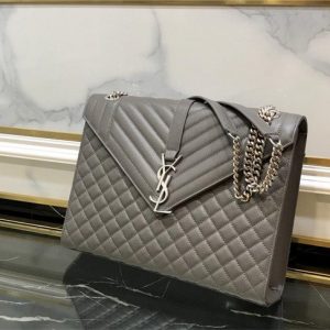 Yves Saint Laurent Large Envelope Chain Bag Grey/Silver