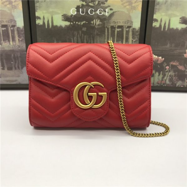 Gucci GG Marmont Matelasse Replica Mini Bag Hibiscus Red