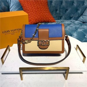 Louis Vuitton Dauphine MM Taurillon leather Bleu / Beige