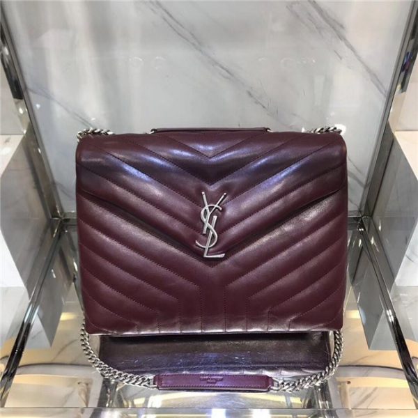 YSL Medium LOULOU Chain Bag “Y” Matelasse Leather Bordeaux