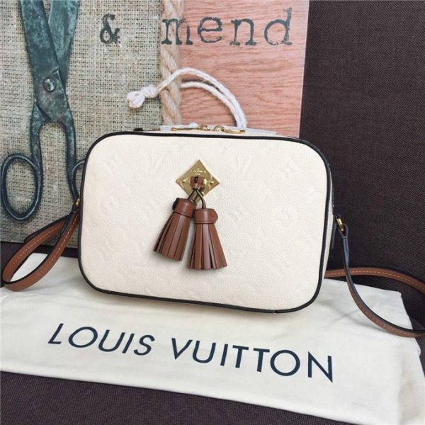 Louis Vuitton Saintonge Monogram Empreinte Leather Creme Caramel