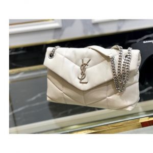 YSL LOULOU Puffer Small Bag White/Silver