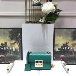 Gucci Padlock Small GG Supreme Canvas/Leather Shoulder Bag Green