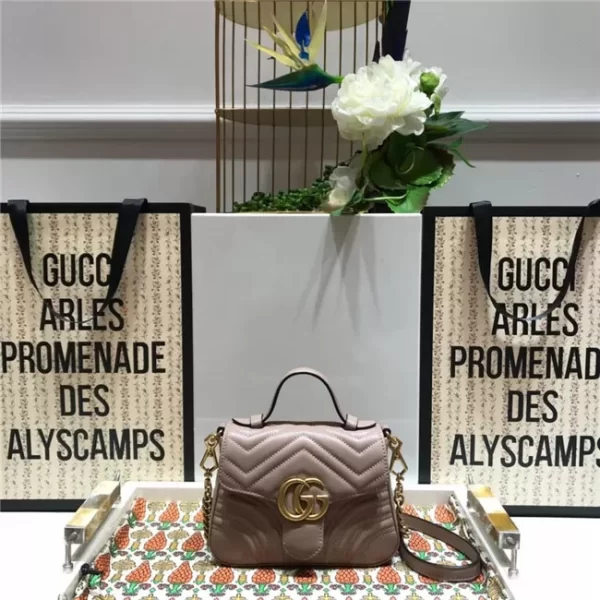 Gucci GG Marmont mini top Replica handle bag Dusty pink