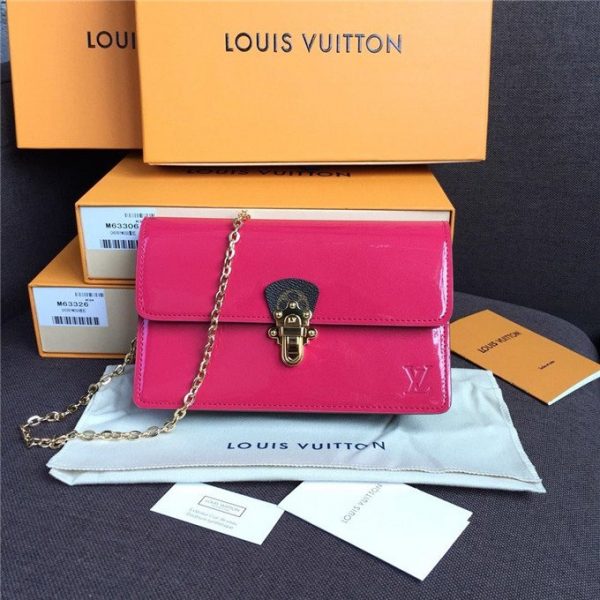 Louis Vuitton Cherrywood Chain Wallet Patent Leather Hot Pink