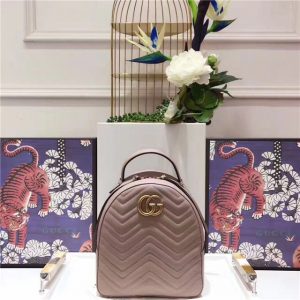 Gucci GG Marmont Quilted Leather Replica Backpack Beige