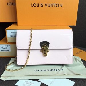 Louis Vuitton Cherrywood Chain Wallet Patent Leather Rose Ballerine