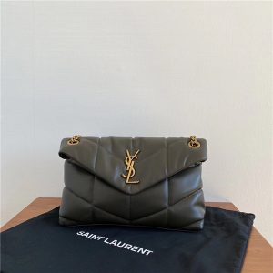 YSL LOULOU Puffer Small Bag Dark Green/Gold