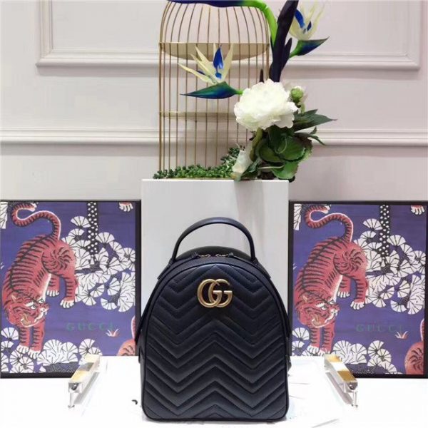 Gucci GG Marmont Quilted Leather Replica Backpack Black