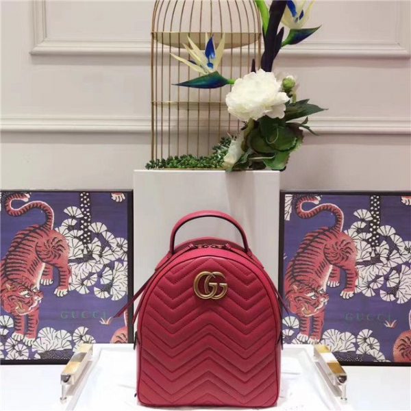 Gucci GG Marmont Quilted Leather Replica Backpack Red