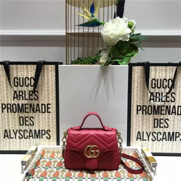 Gucci GG Marmont mini top Replica handle bag Red