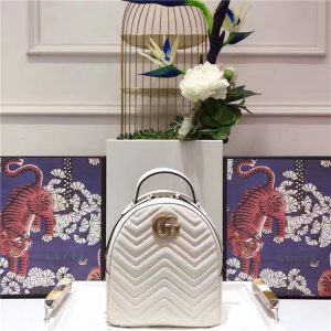 Gucci GG Marmont Quilted Leather Replica Backpack White