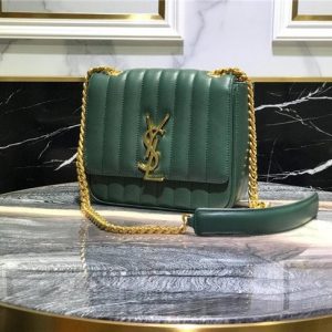 YSL Vicky Medium Matelasse Lambskin Leather Green