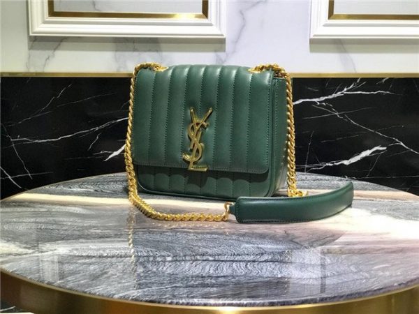 YSL Vicky Medium Matelasse Lambskin Leather Green