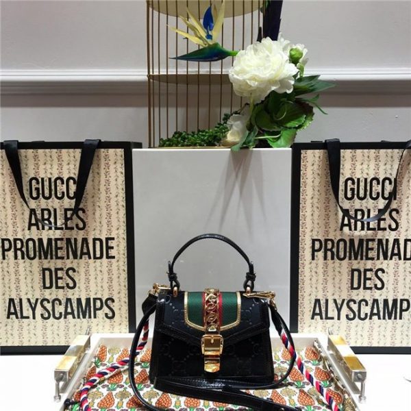 Gucci Sylvie Mini Bag GG Velvet Black
