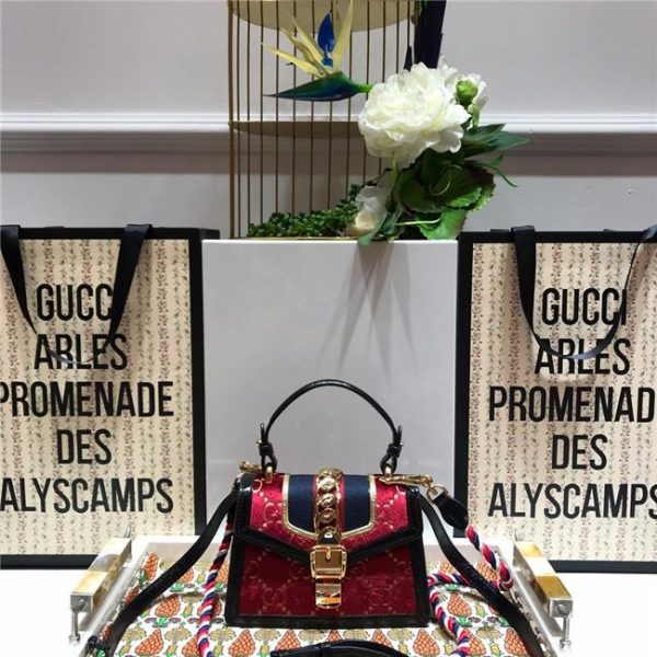 Gucci Sylvie Mini Bag GG Velvet Red