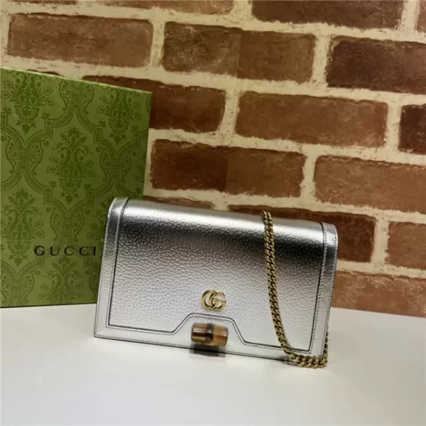 Gucci Diana Mini Bag Replica With Bamboo Silver