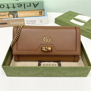 Gucci Diana Chain Wallet With Bamboo Brown