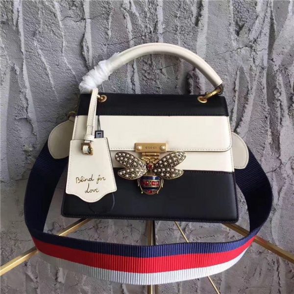 Gucci Queen Margaret Top Handle Fake Bag Black/White